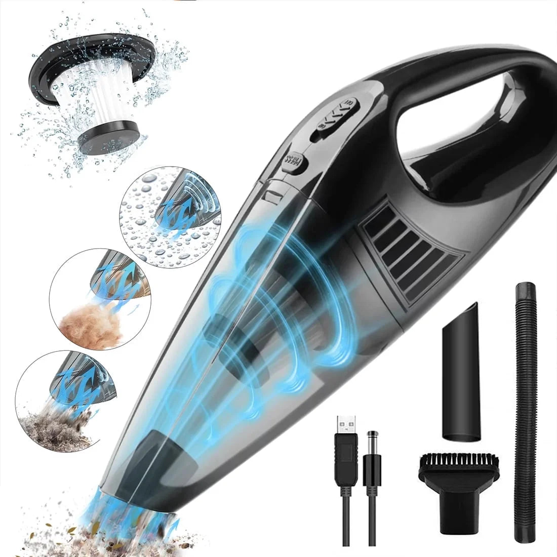 Powerful Portable Car Vacuum Cleaner - High Performance Corded Handheld Duster for Effortless Car and Home Cleaning in Stylish Black