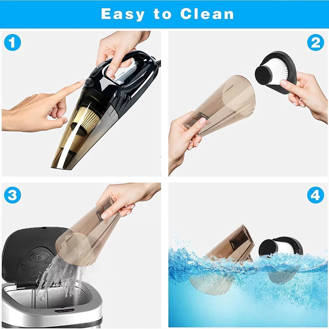 Powerful Portable Car Vacuum Cleaner - High Performance Corded Handheld Duster for Effortless Car and Home Cleaning in Stylish Black