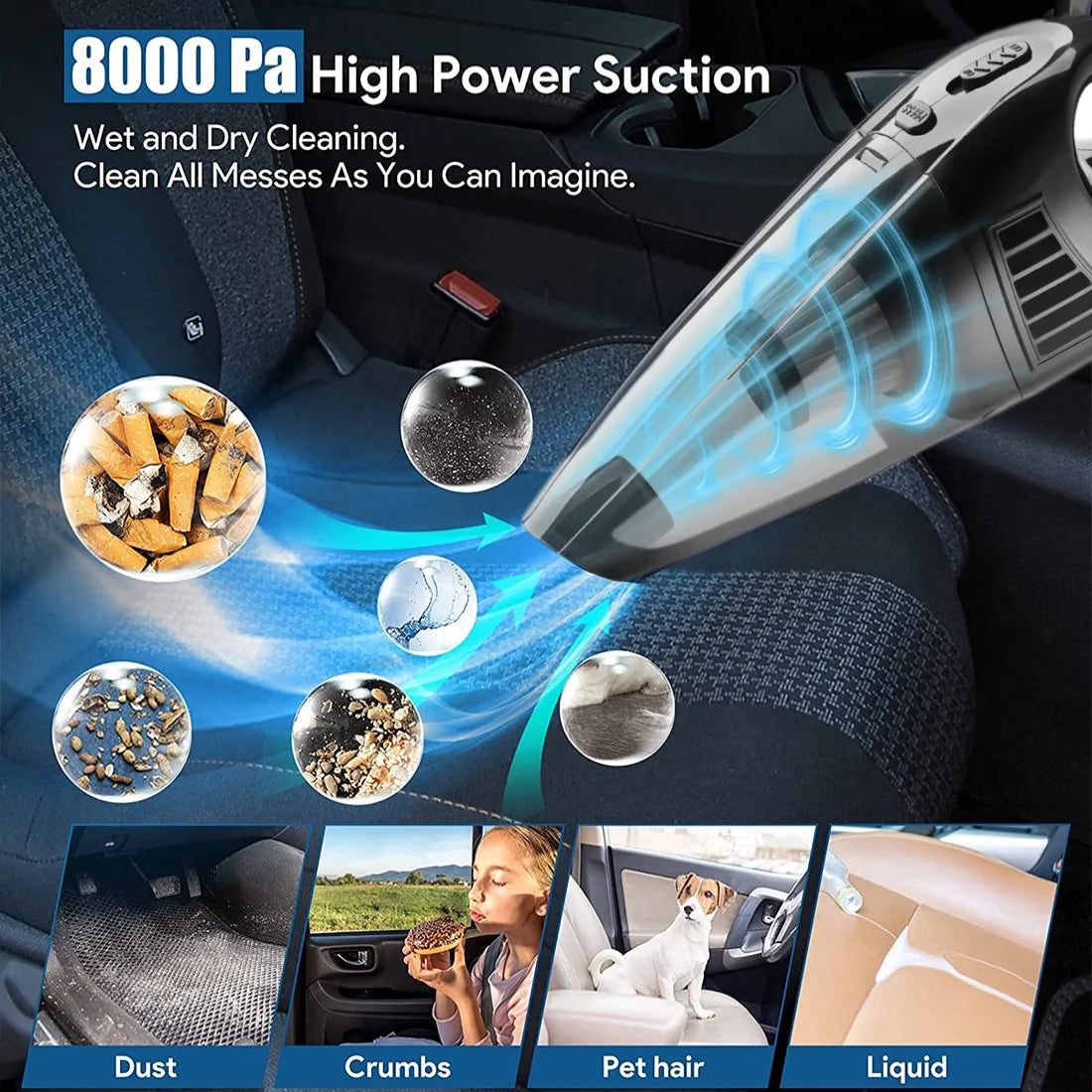 Powerful Portable Car Vacuum Cleaner - High Performance Corded Handheld Duster for Effortless Car and Home Cleaning in Stylish Black